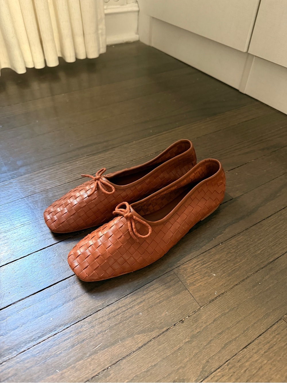 Italian Leather Handwoven Square Toe Ballet Flat